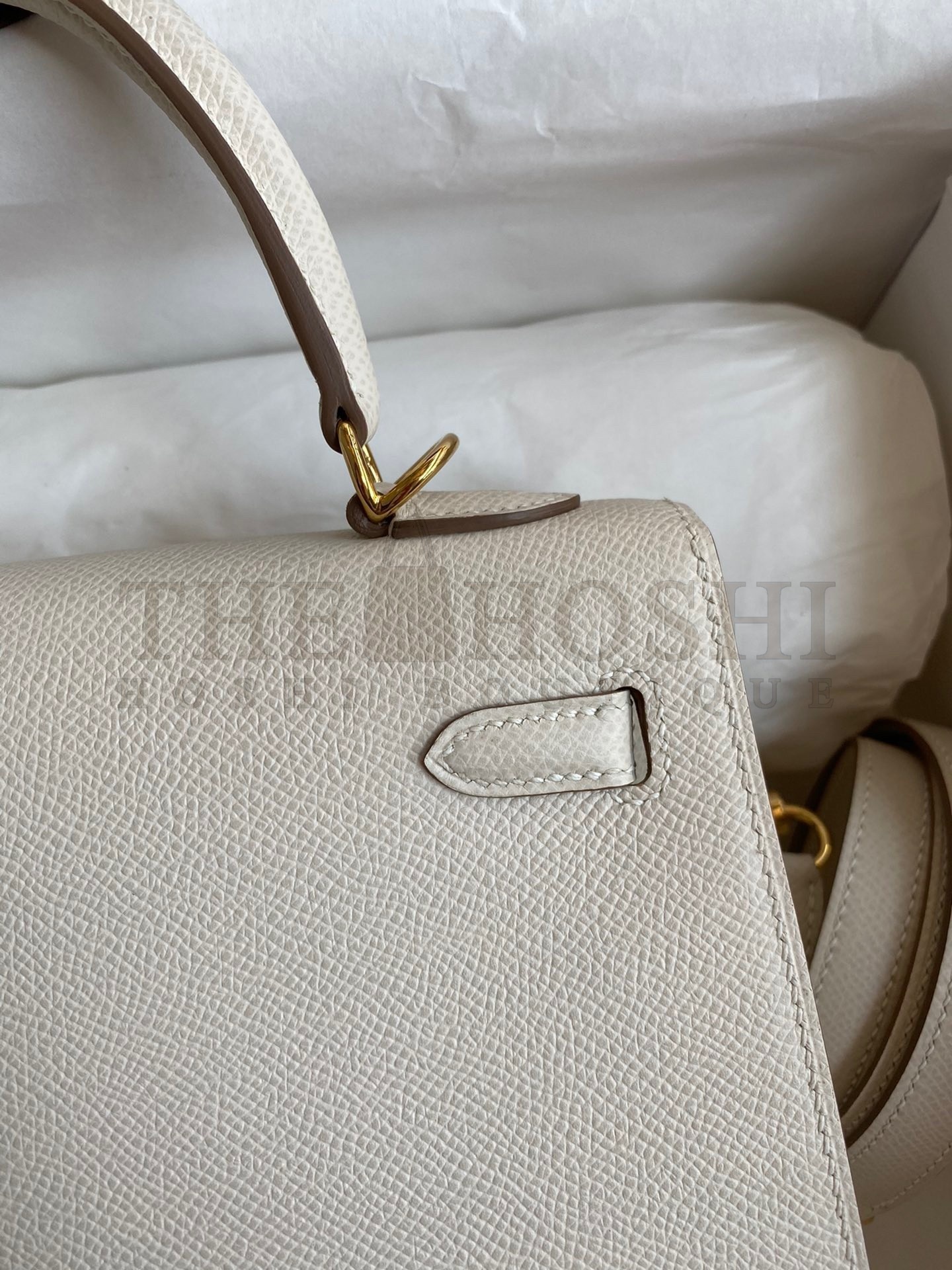 H**me5 Epsom Kelly 25cm Sellier Handmade White Bag Master Quality