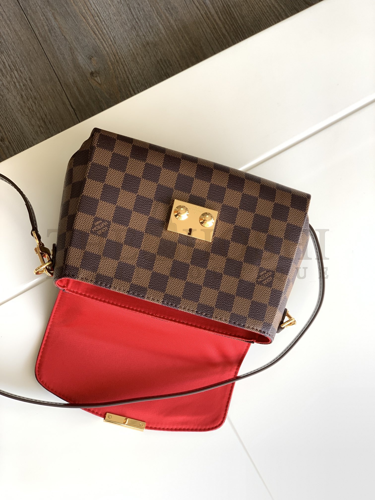 L0vis Vvtt0n LV Women Croisette Brown Damier Ébène Canvas Satchel N53000 Master Quality