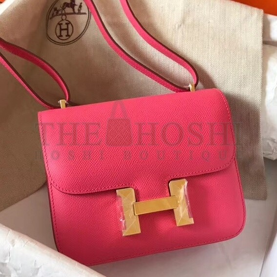 H**me5 Mini Constance 18cm Rose Lipstick Epsom Bag Master Quality