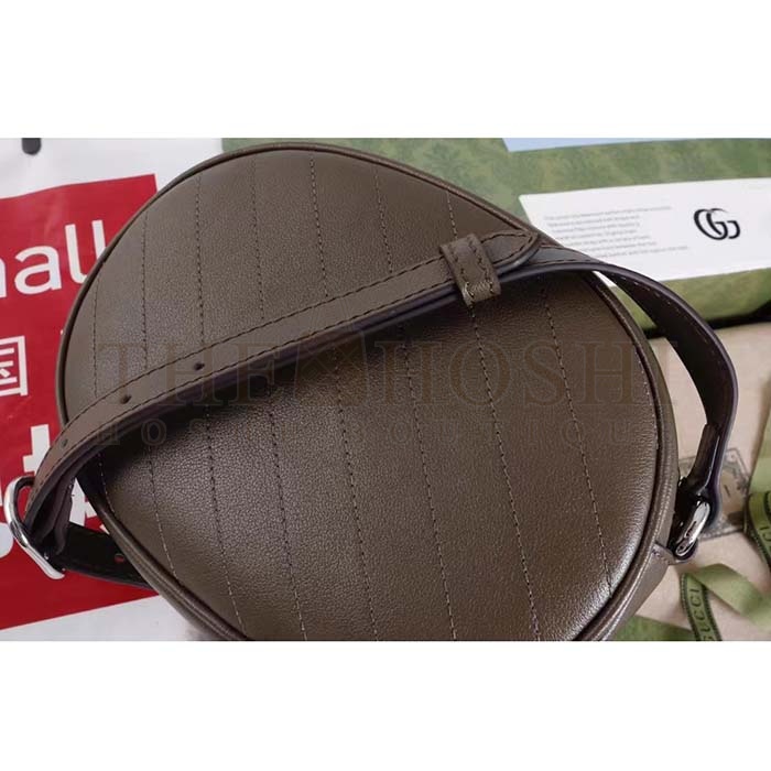 Gvc*1 Women GG Blondie Mini Shoulder Bag Brown Leather Round Interlocking G Patch Master Quality