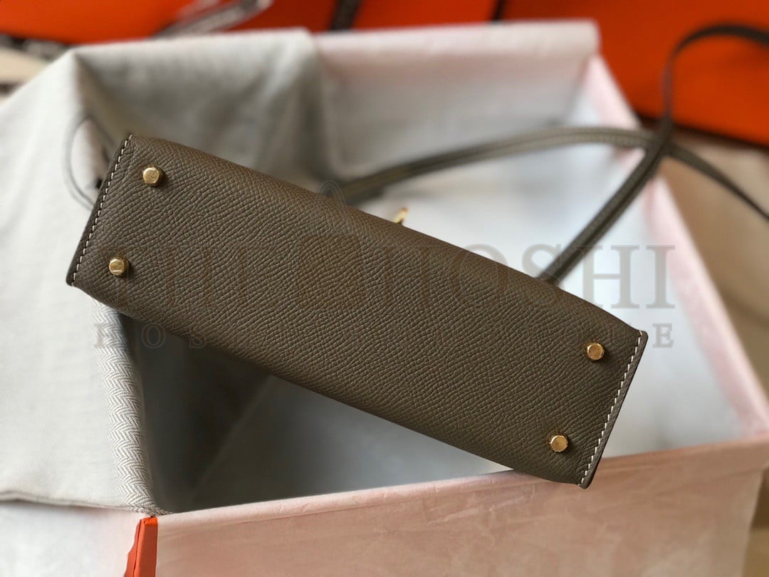 H**me5 Kelly Mini II Sellier Bag In Taupe Epsom Leather Master Quality