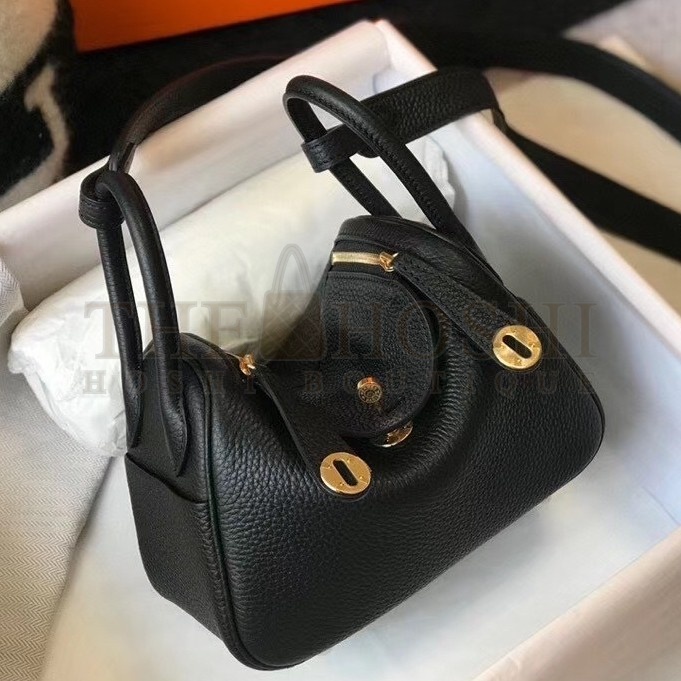 H**me5 Mini Lindy Bag In Black Clemence Leather Master Quality