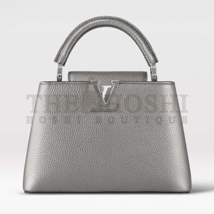 L0vis Vvtt0n LV Women Capucines BB Handbag Etain Metallic Gray Taurillon Leather Master Quality