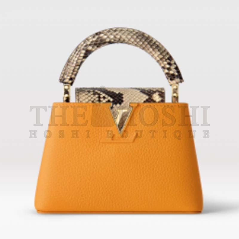 L0vis Vvtt0n LV Women Capucines Mini Handbag Golden Yellow Taurillon Python Leather Master Quality