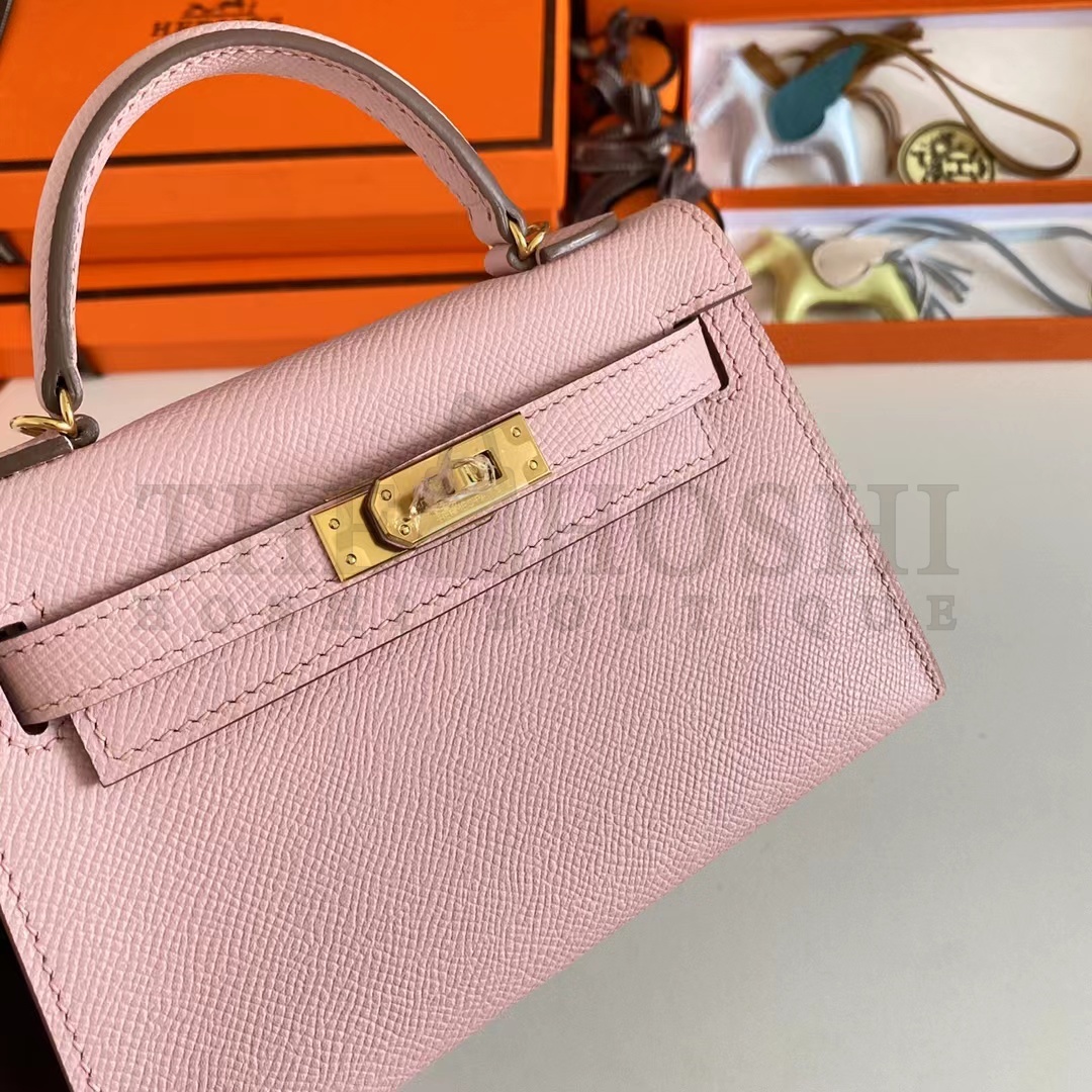 H**me5 Women Mini Kelly 20 Bag Epsom Leather Gold Hardware-Pink Master Quality