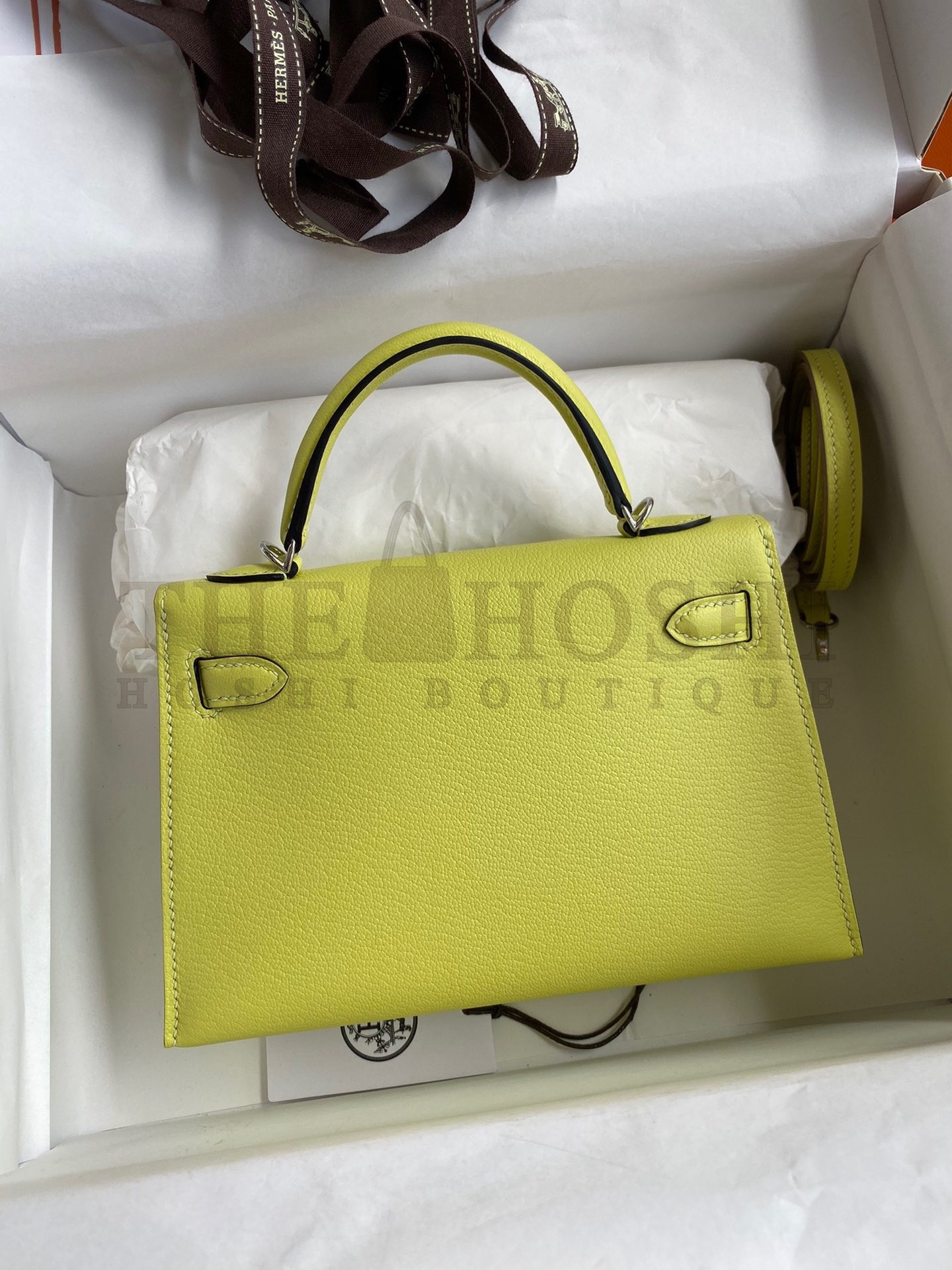 H**me5 Kelly Mini II Sellier Handmade Bag In Jaune Bourgeon Chevre Mysore Leather Master Quality