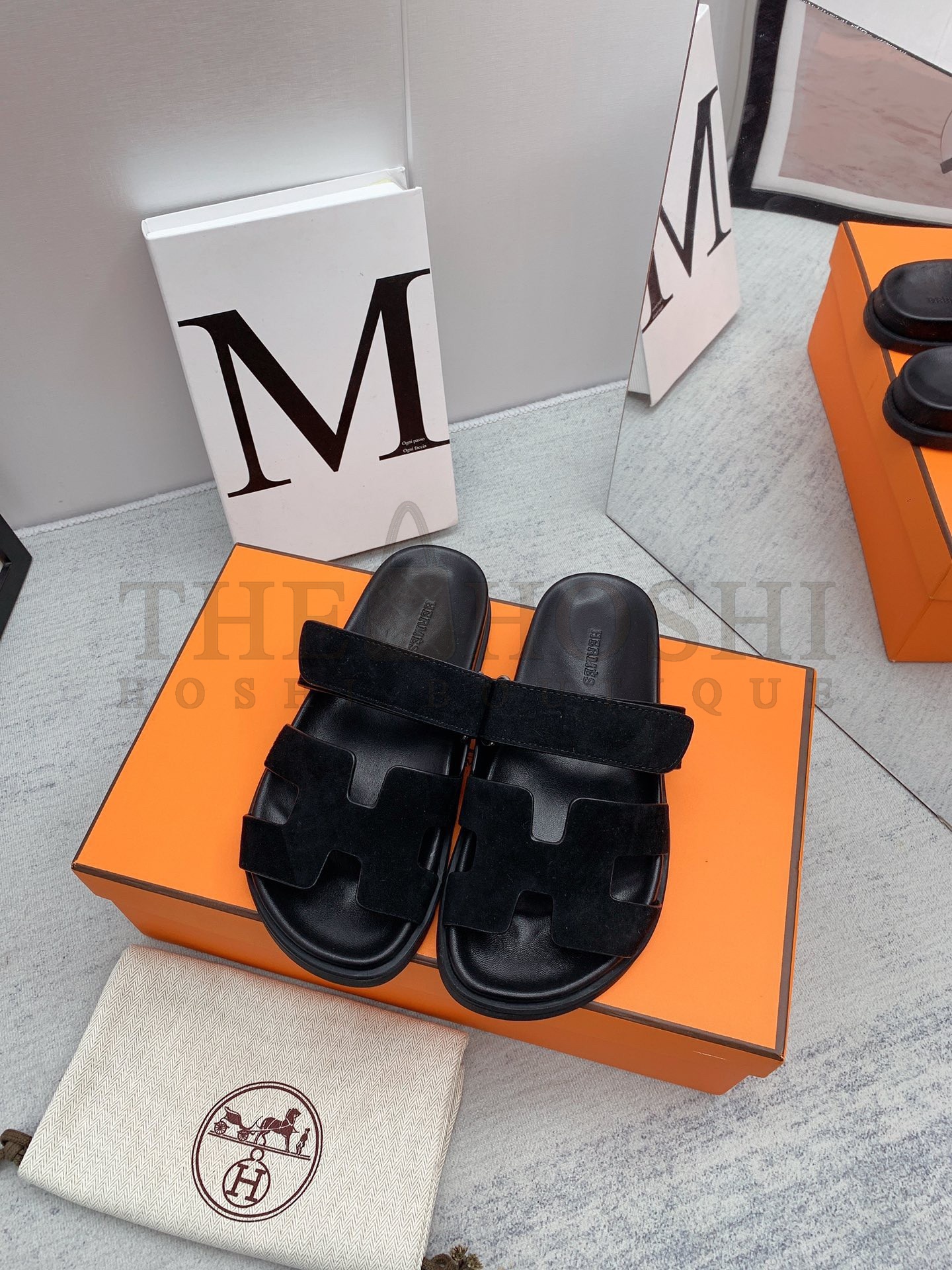 H**me5 Chypre Sandals in Black Suede Calfskin Master Quality