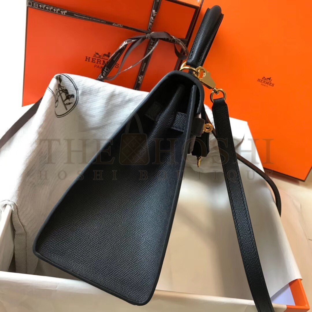 H**me5 Kelly 28cm Sellier Bag In Black Epsom Leather Master Quality