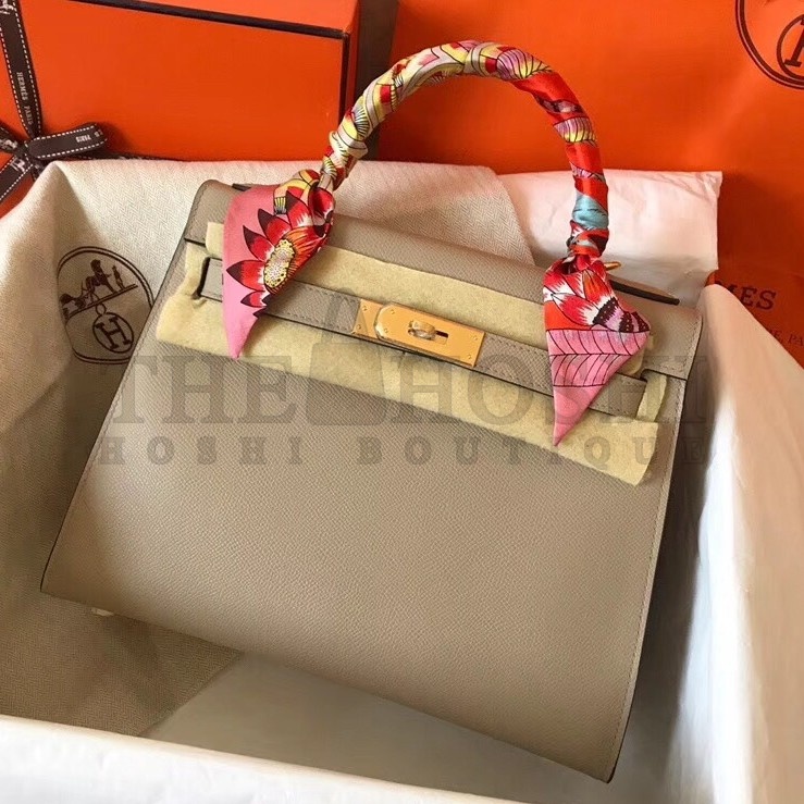 H**me5 Tourterelle Epsom Kelly 28cm Handmade Bag Master Quality