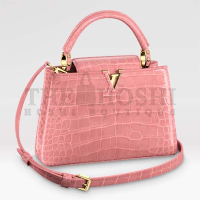 L0vis Vvtt0n LV Women Capucines BB Handbag Pink Crocodilien Brillant Savoir Faire Master Quality