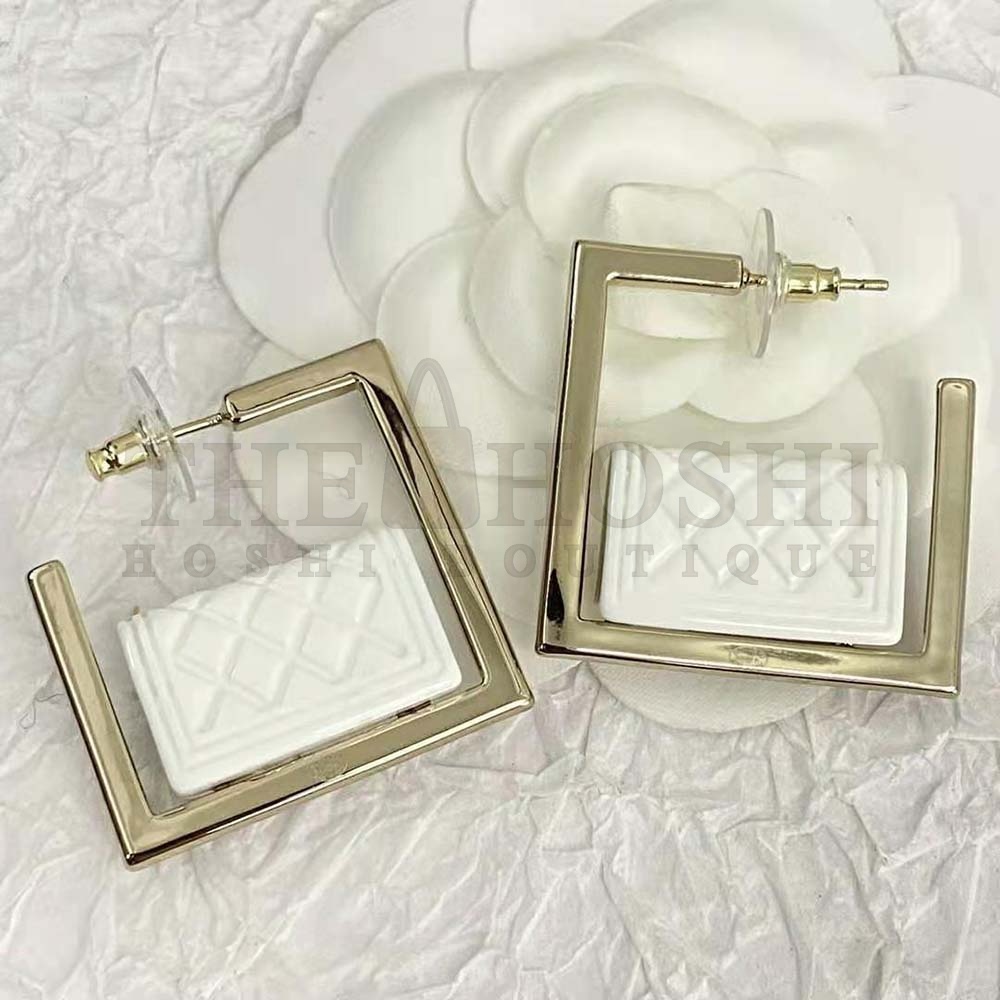 Ch**el Women Hoop Earrings in Metal and Resin-White Master Quality