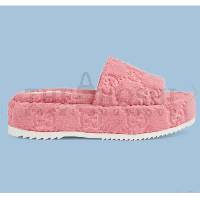Gvc*1 Unisex G2 Platform Sandals Pink G2 Cotton Sponge Rubber Sole 3 Cm Heel Master Quality