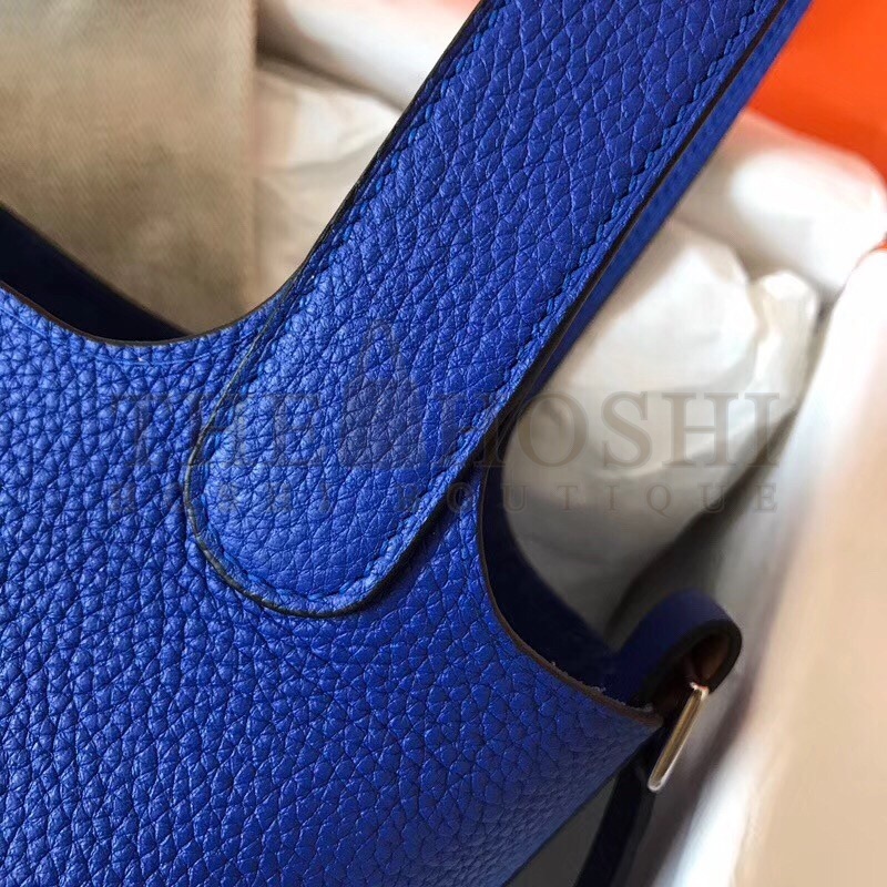 H**me5 Blue Electric Picotin Lock PM 18cm Handmade Bag Master Quality