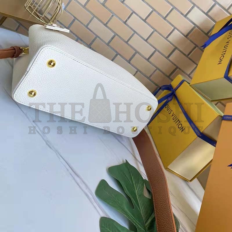 L0vis Vvtt0n LV Women Capucines MM Handbag Cream Taurillon Leather Master Quality