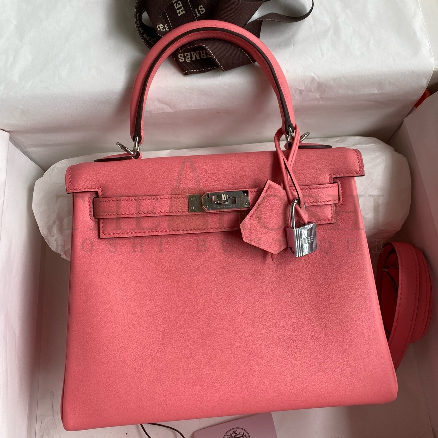 H**me5 Kelly Retourne 25 Handmade Bag In Rose d'Ete Swift Calfskin Master Quality