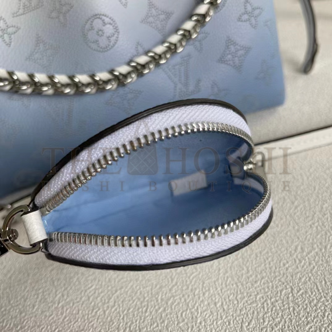 L0vis Vvtt0n LV Women Bella Bucket Bag Gradient Blue Mahina Perforated Calf Leather Master Quality