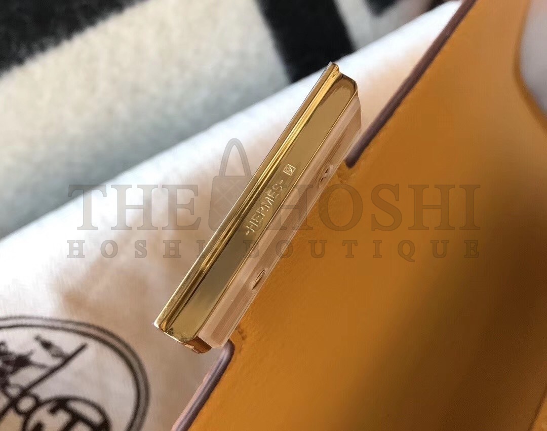 H**me5 Constance 24cm Bag In Yellow Embossed Crocodile Master Quality