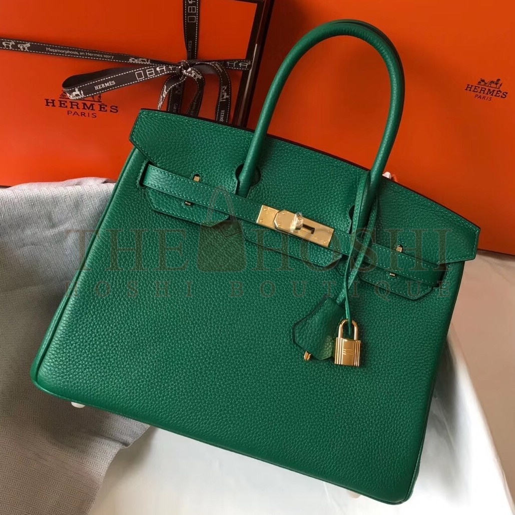 H**me5 Birkin 30 Bag in Vert Vertigo Clemence Leather with GHW Master Quality