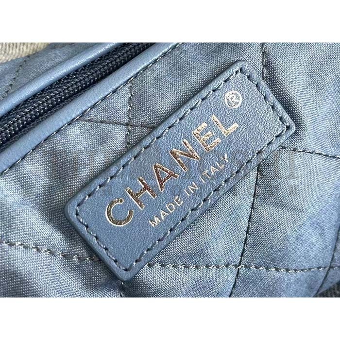 Ch**el Women CC 22 Handbag Washed Denim Silver-Tone Metal Light Blue Master Quality