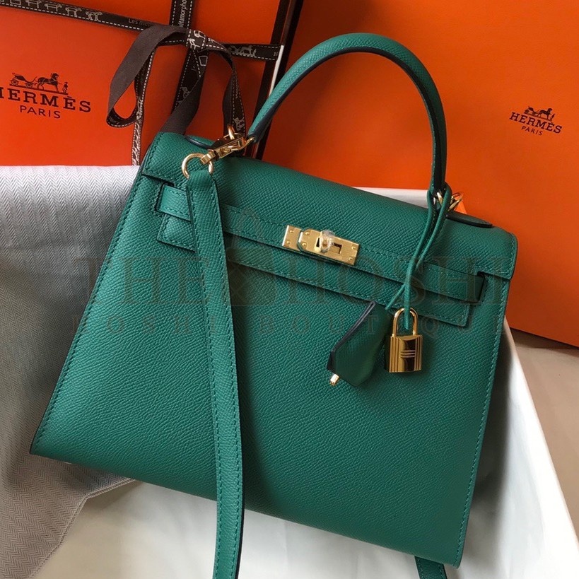 H**me5 Kelly 25cm Sellier Bag in Malachite Epsom Calfskin GHW Master Quality