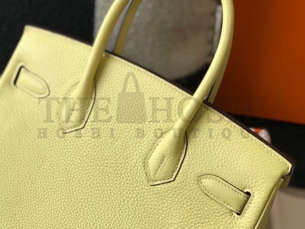 H**me5 Birkin 30 Bag in Jaune Poussin Clemence Leather with GHW Master Quality