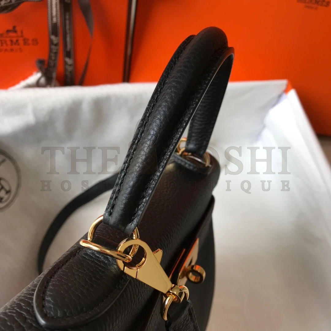 H**me5 Kelly 28cm Retourne Bag in Black Clemence Leather GHW Master Quality