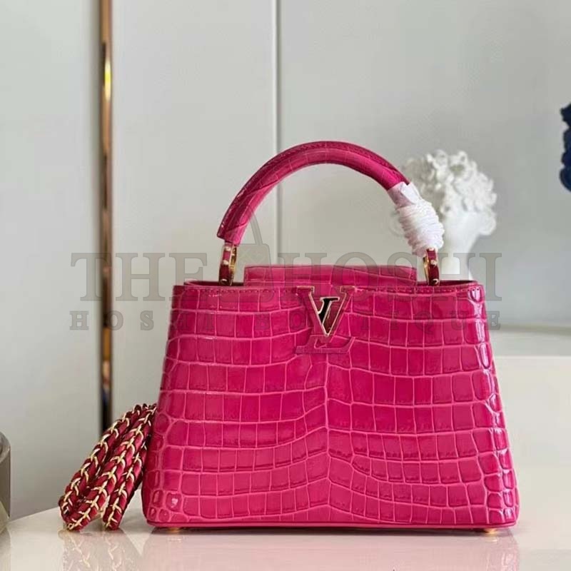L0vis Vvtt0n LV Women Capucines BB Handbag Pink Crocodilian Leather Master Quality