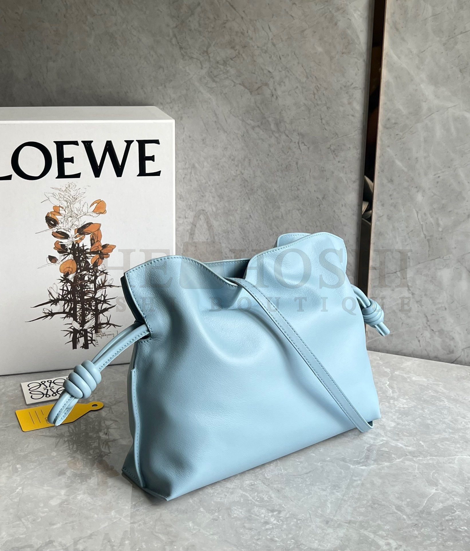 L0ew* Flamenco Clutch Bag In Dusty Blue Calfskin Master Quality