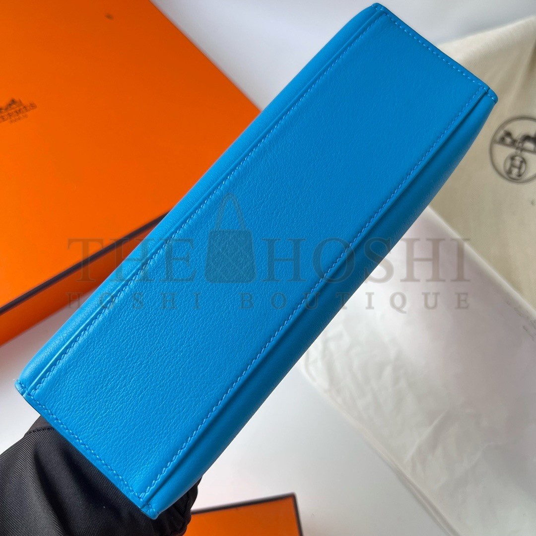 H**me5 Kelly Pochette Handmade Bag In Blue Frida Swift Calfskin Master Quality