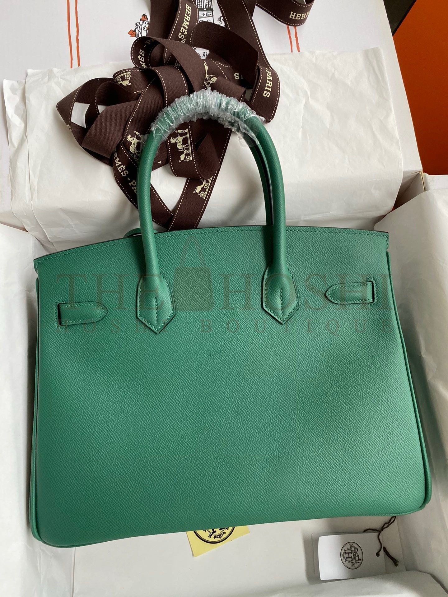 H**me5 Birkin 30 Retourne Handmade Bag In Malachite Epsom Calfskin Master Quality