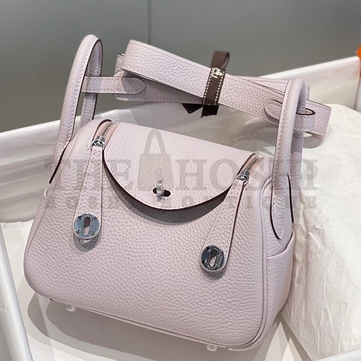 H**me5 Lindy Mini Bag In Mauve Pale Clemence Leather PHW Master Quality