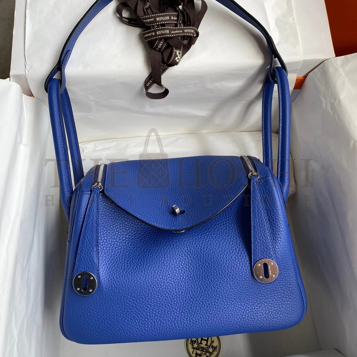 H**me5 Lindy 26 Handmade Bag In Blue Electric Clemence Leather Master Quality