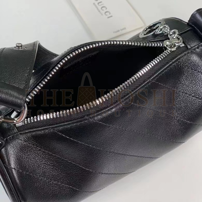 Gvc*1 Women GG Blondie Mini Shoulder Bag Round Interlocking G Black Leather Master Quality