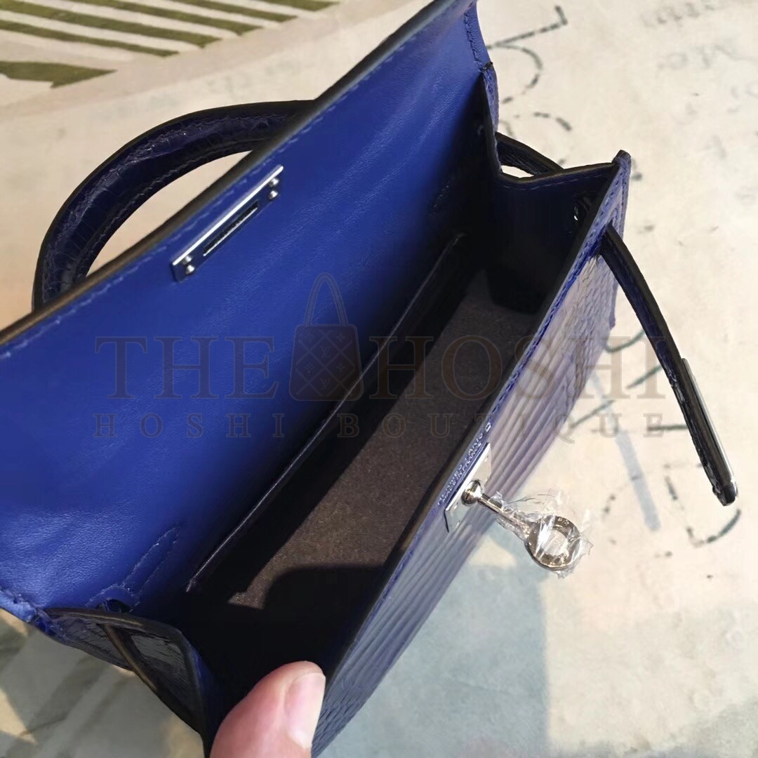 H**me5 Blue Alligator Kelly Mini II Handmade Bag Master Quality