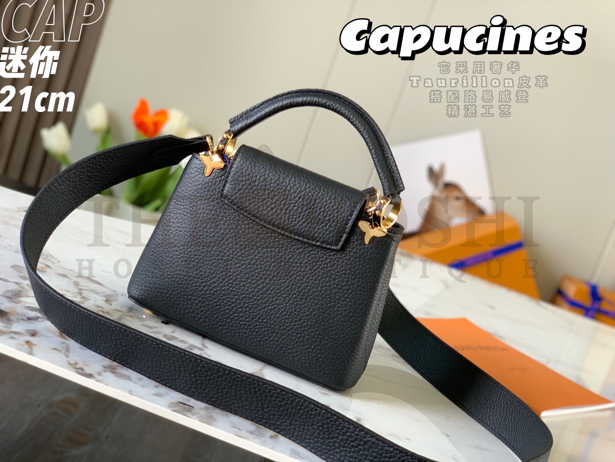 L0vis Vvtt0n LV Women Capucines Mini Handbag Black Taurillon Leather M56669 Master Quality