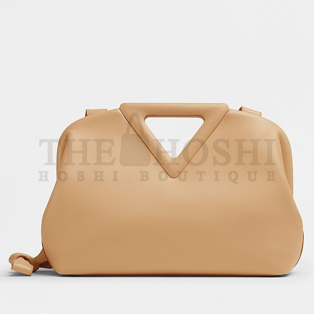 B0tt*ga Ven*ta Small Point Top Handle Bag In Beige Leather Master Quality