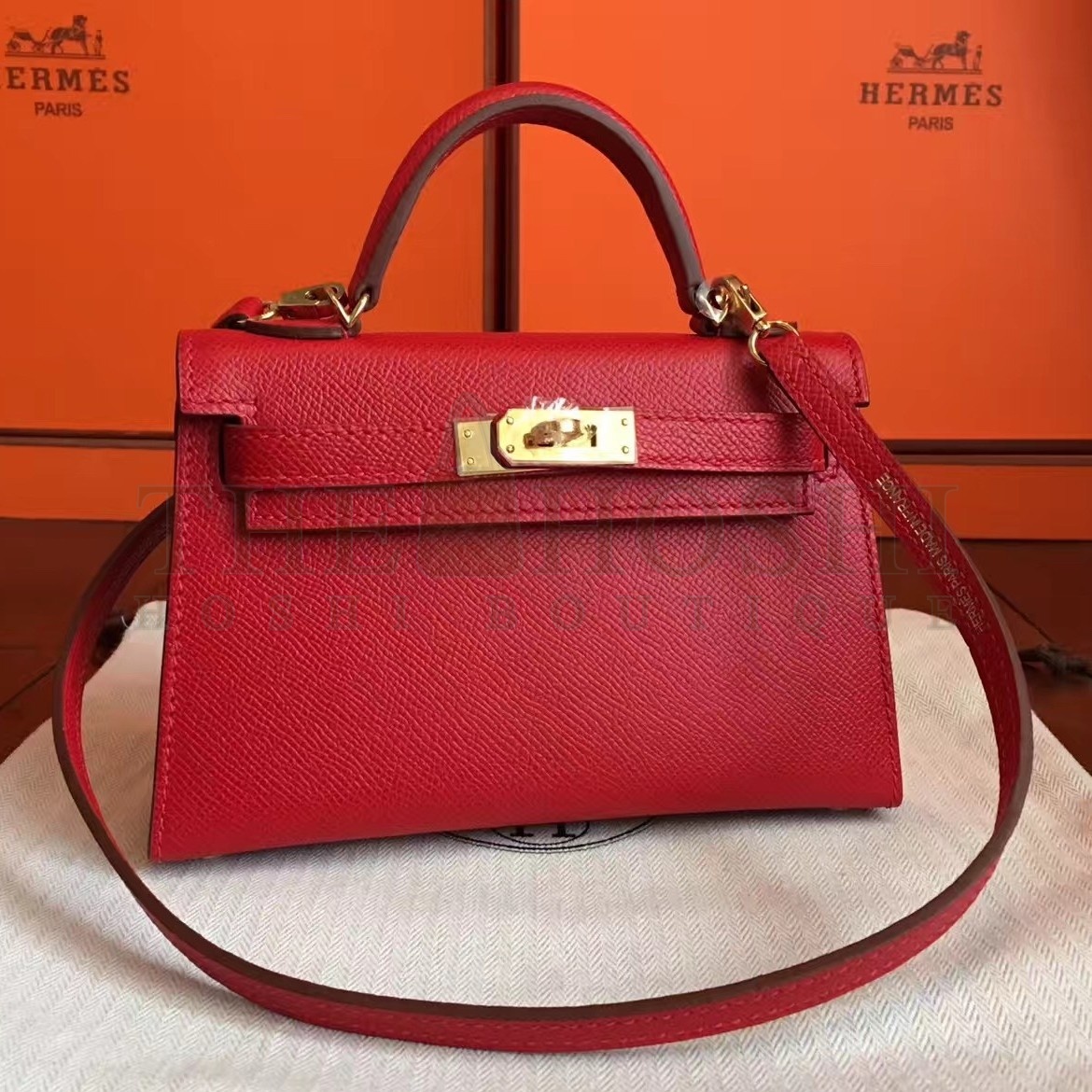 H**me5 Red Epsom Kelly Mini II Handmade Bag Master Quality