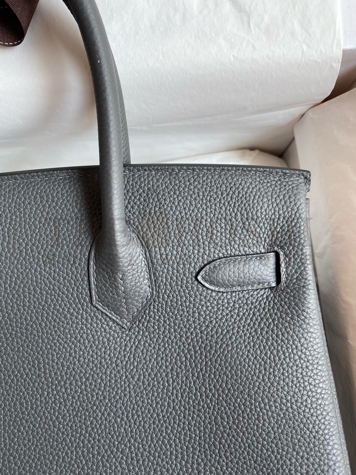 H**me5 Birkin 30 Retourne Handmade Bag In Ardoise Clemence Leather Master Quality