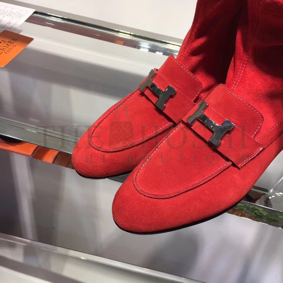 H**me5 Red Suede Saint Honore Ankle Boots Master Quality