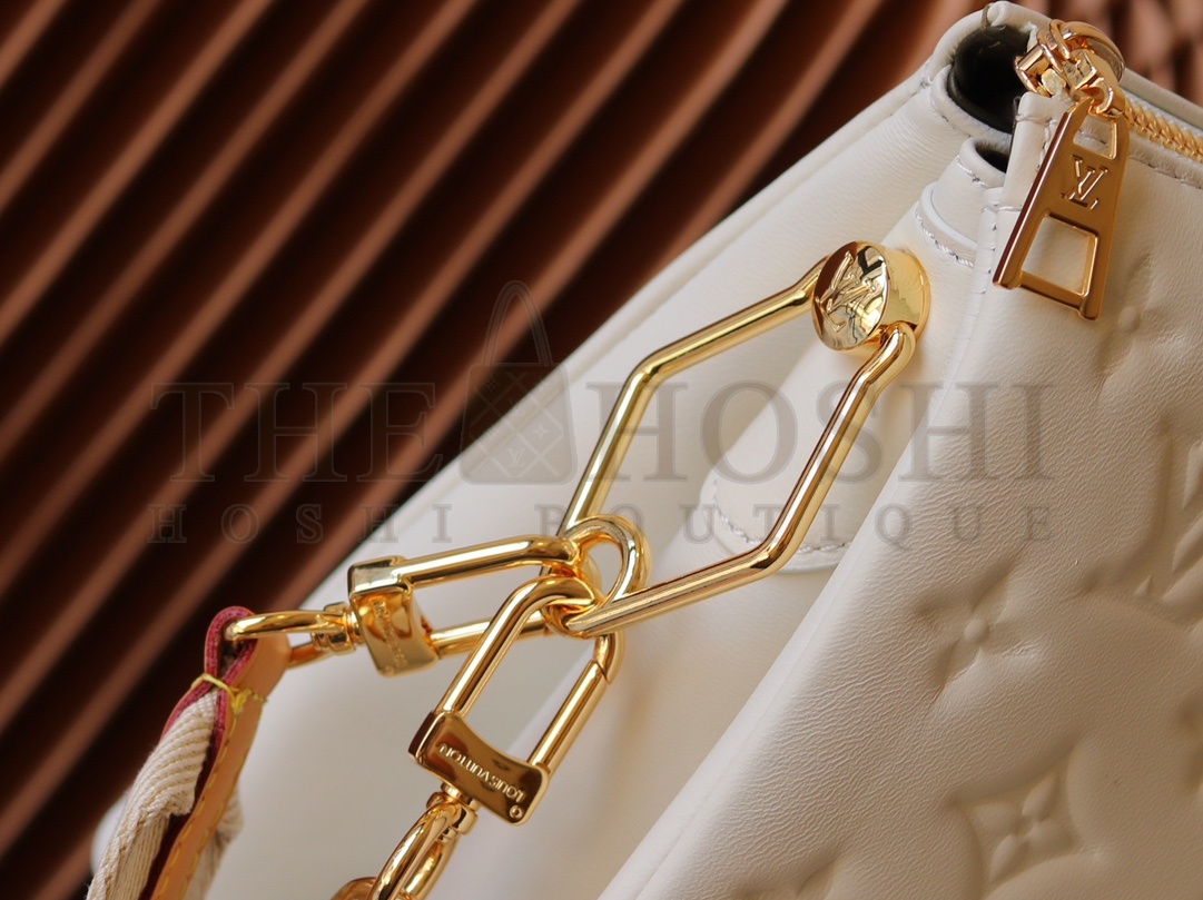 L0vis Vvtt0n LV Women Coussin PM Handbag Cream Monogram-Embossed Puffy Lambskin Calfskin Master Quality