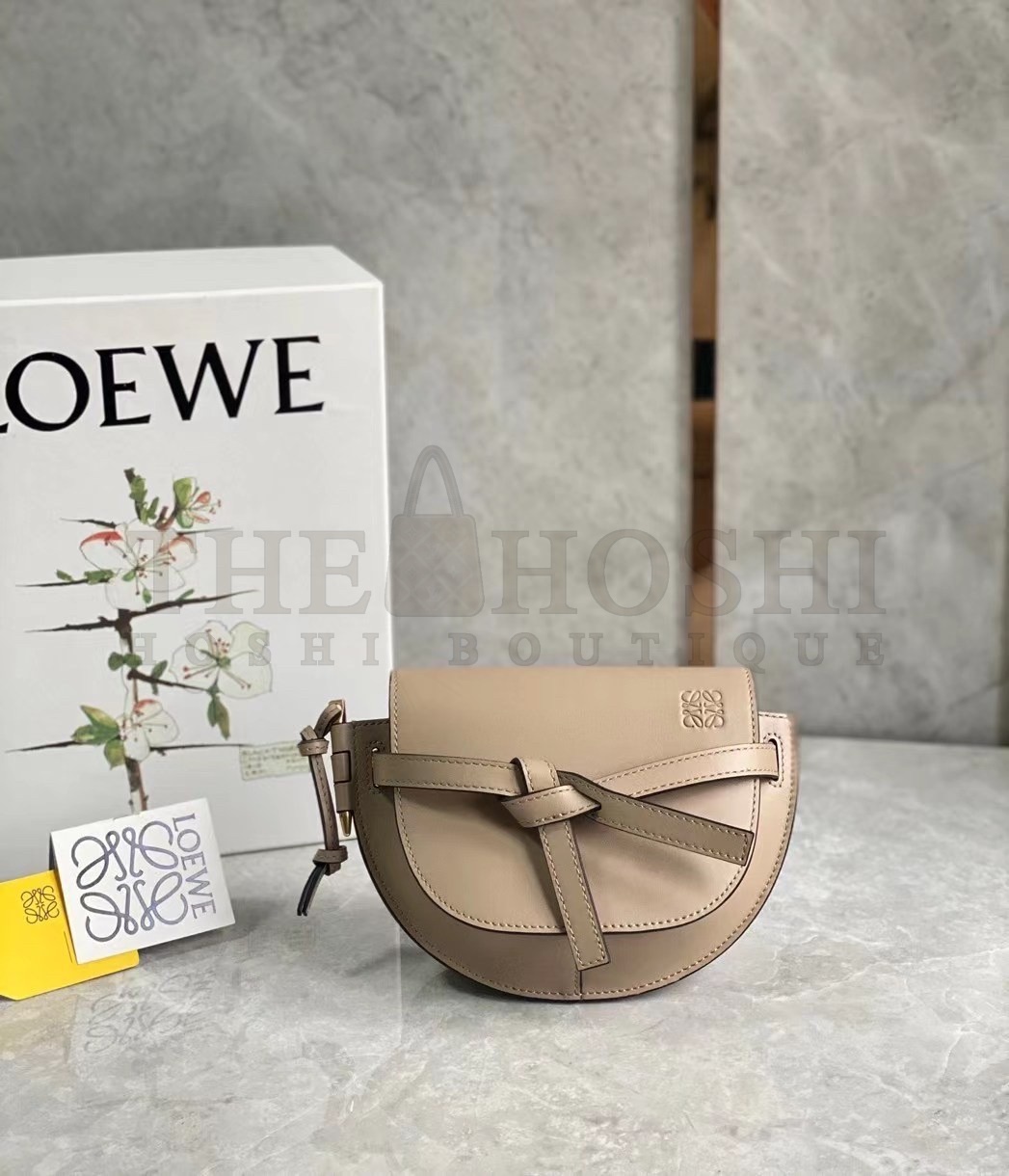 L0ew* Mini Gate Dual Bag In Sand Calfskin Master Quality