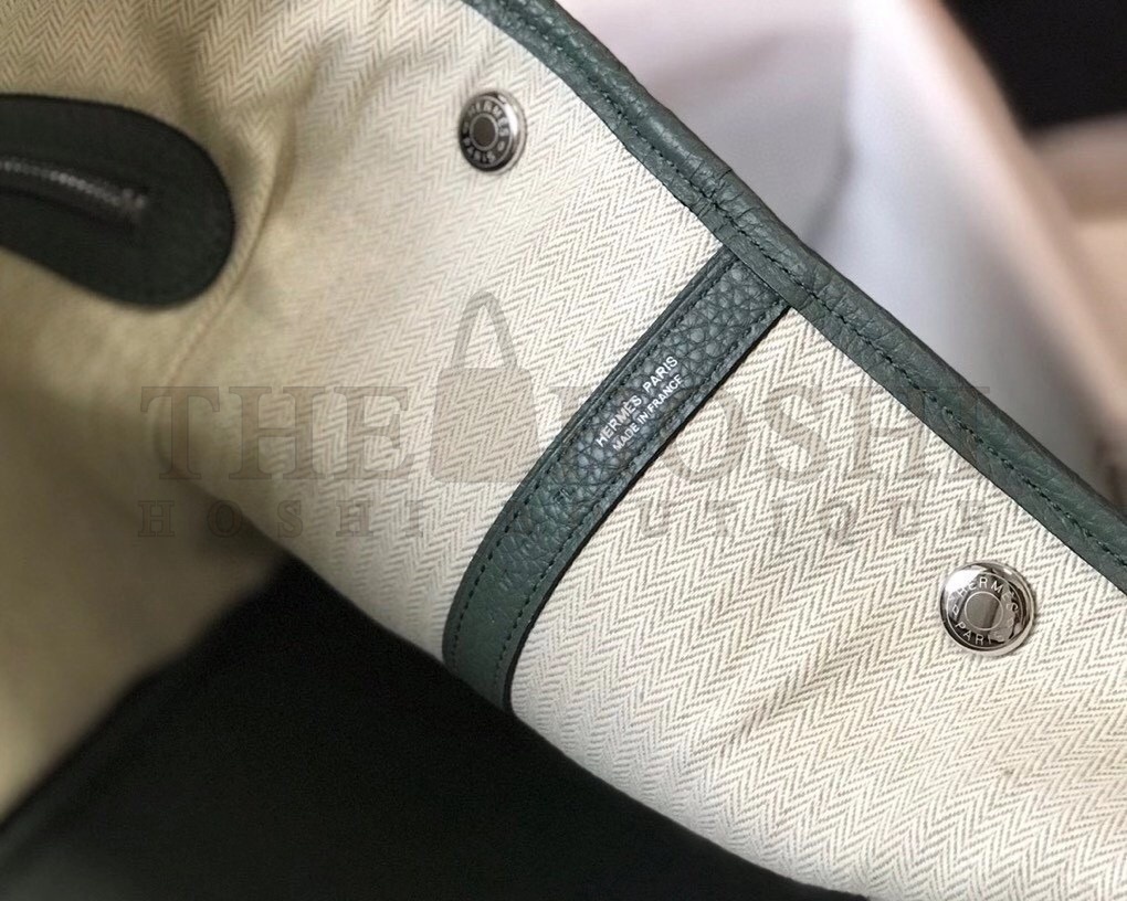 H**me5 Garden Party 30 Bag In Vert Amande Clemence Leather Master Quality