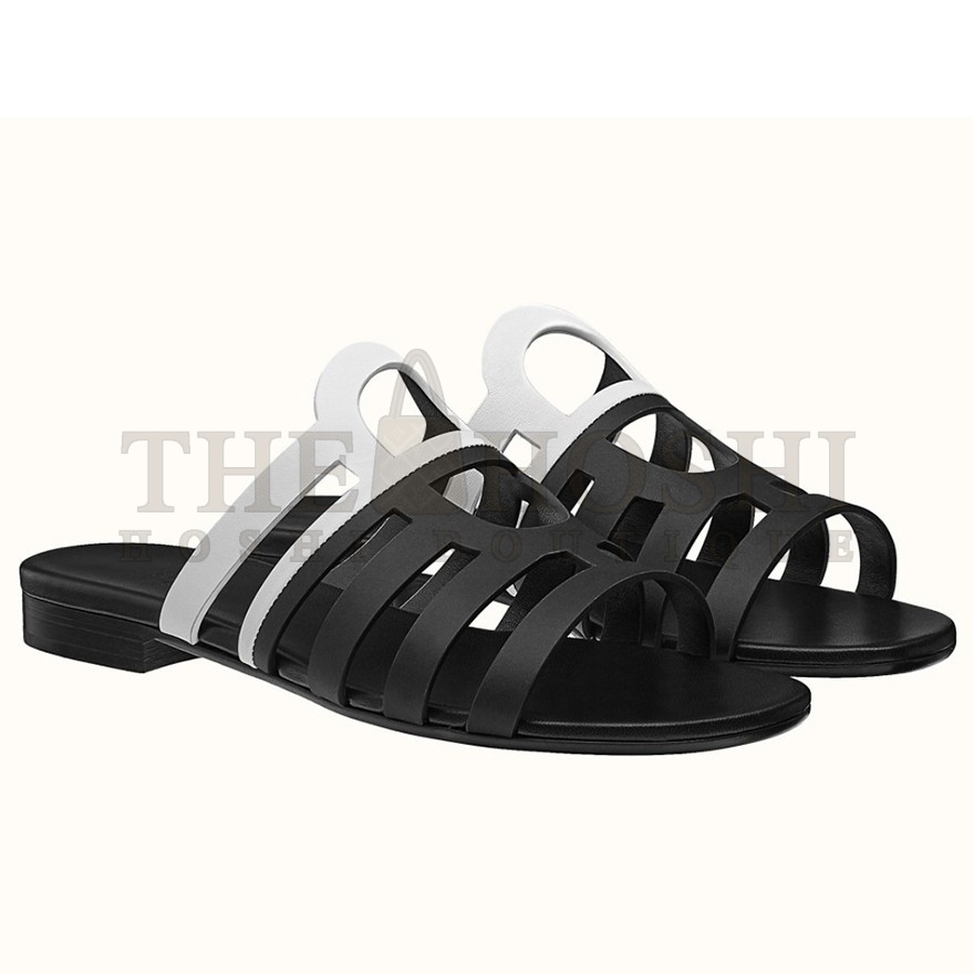 H**me5 Camelia Sandals In Black/White Calfskin Master Quality