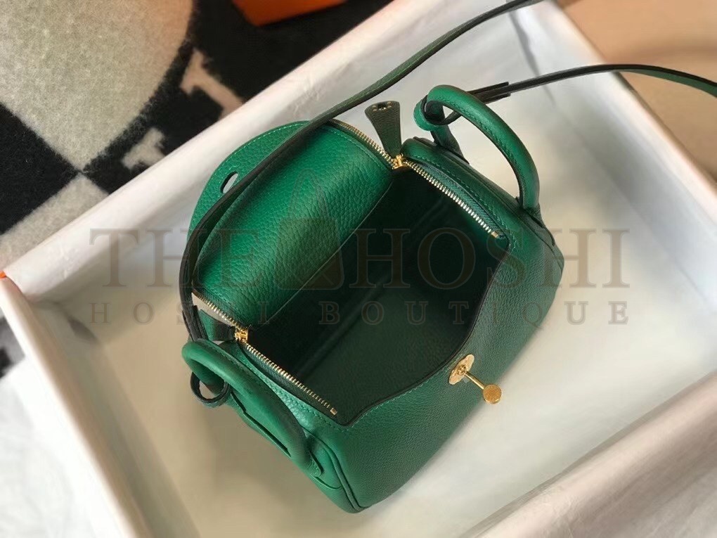 H**me5 Mini Lindy Bag In Green Clemence Leather Master Quality