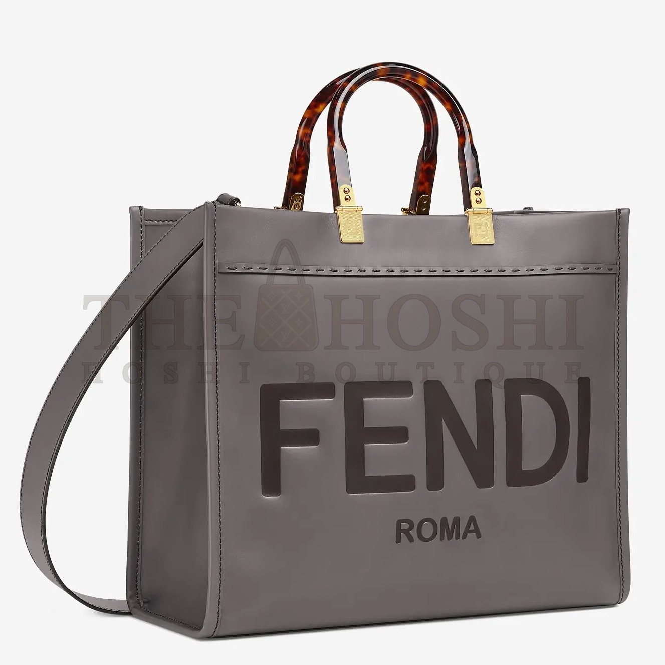 F**di Sunshine Medium Tote Bag In Grey Calfskin Master Quality