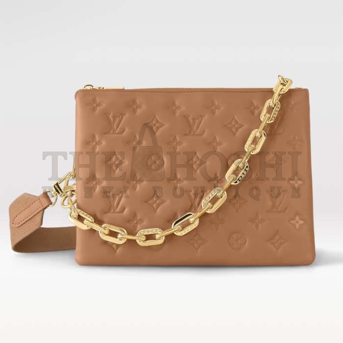 L0vis Vvtt0n LV Women Coussin PM Handbag Camel Monogram Embossed Puffy Lambskin Calfskin Leather Master Quality