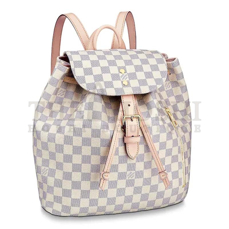 L0vis Vvtt0n LV Women Sperone Backpack in Damier Azur Canvas-Beige Master Quality