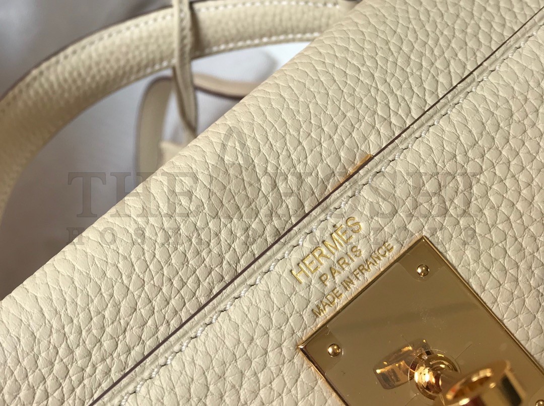 H**me5 Kelly 28cm Retourne Bag in Craie Clemence Leather GHW Master Quality