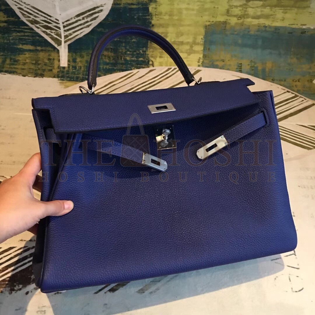 H**me5 Blue Clemence Kelly 35cm Handmade Bag Master Quality