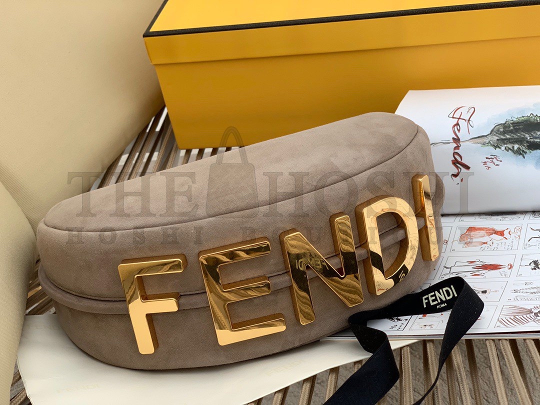 F**di F**digraphy Small Hobo Bag In Beige Suede Leather Master Quality